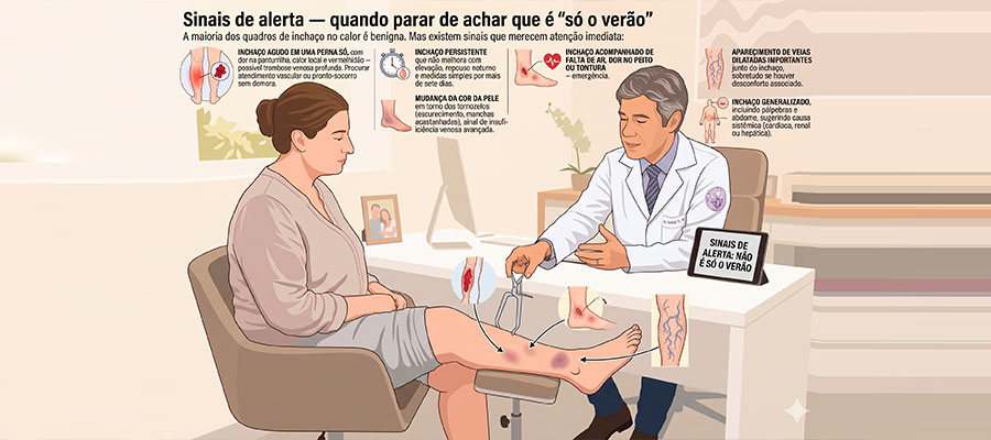 infografico alertas para inchaco nas pernas